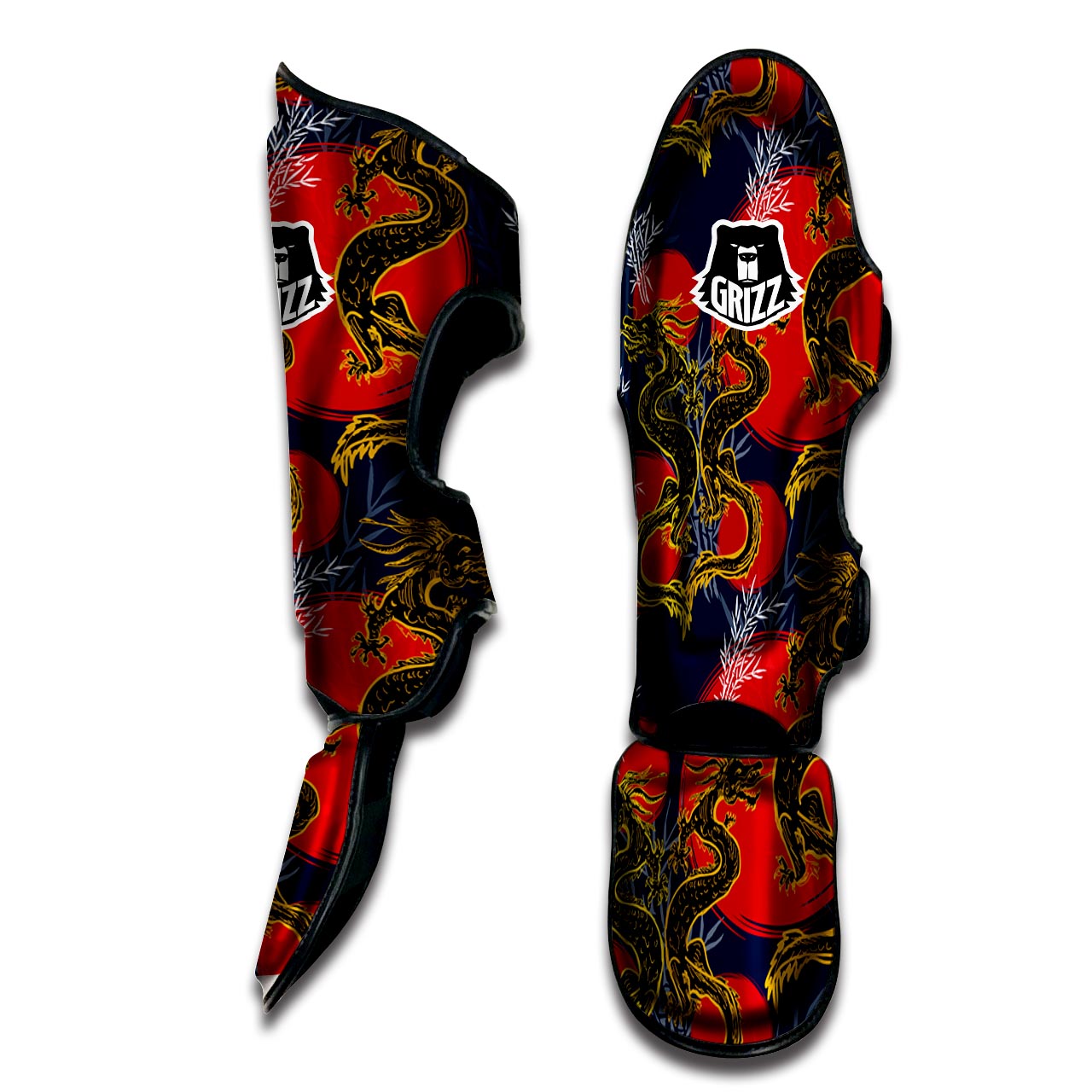 Janpanese Dragon Print Muay Thai Shin Guard-grizzshop