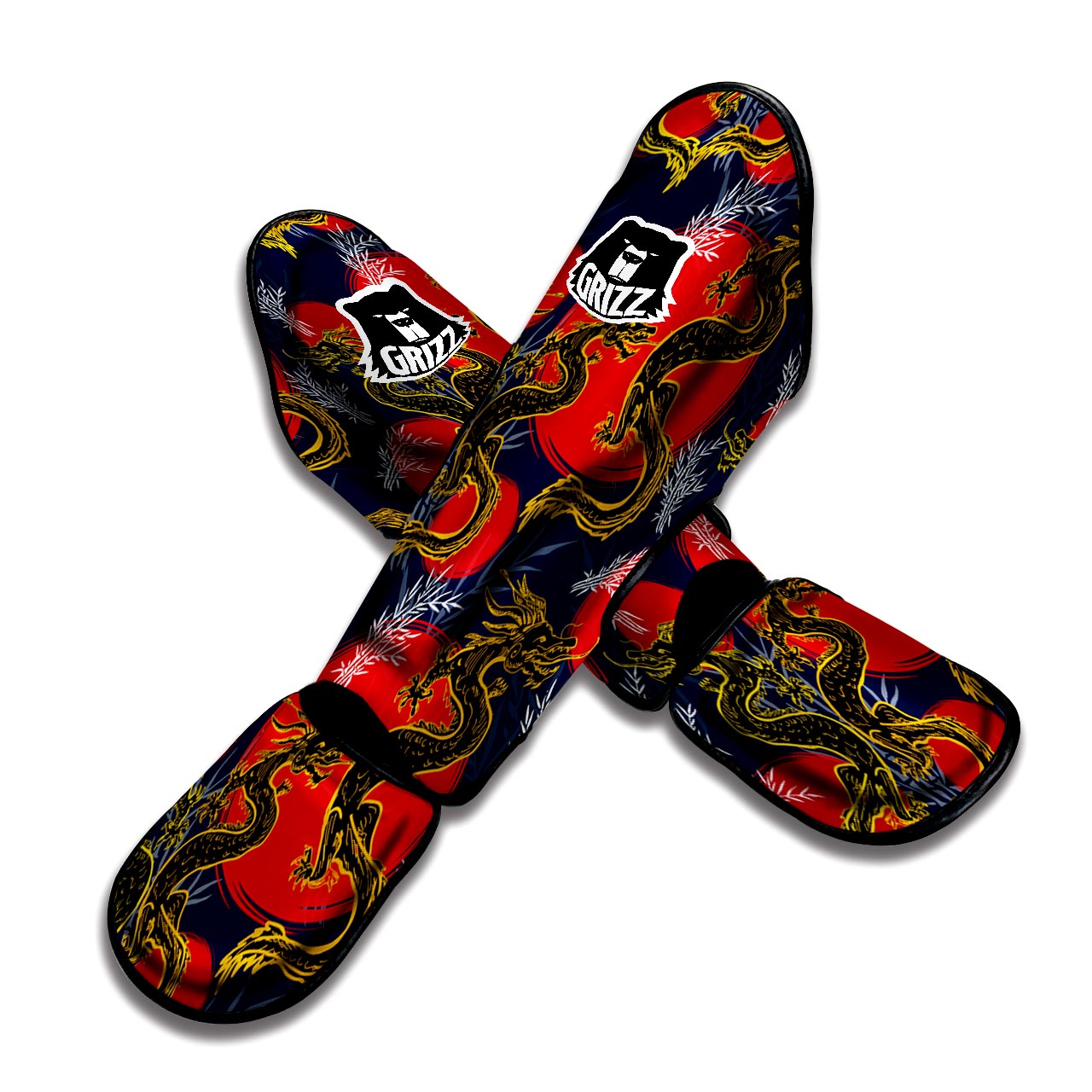 Janpanese Dragon Print Muay Thai Shin Guard-grizzshop