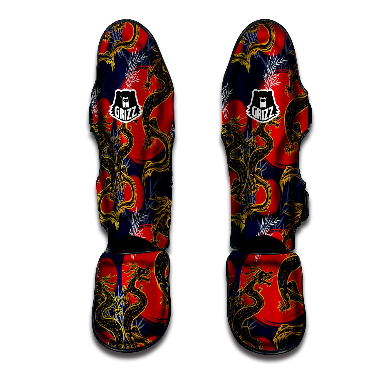 Janpanese Dragon Print Muay Thai Shin Guard-grizzshop