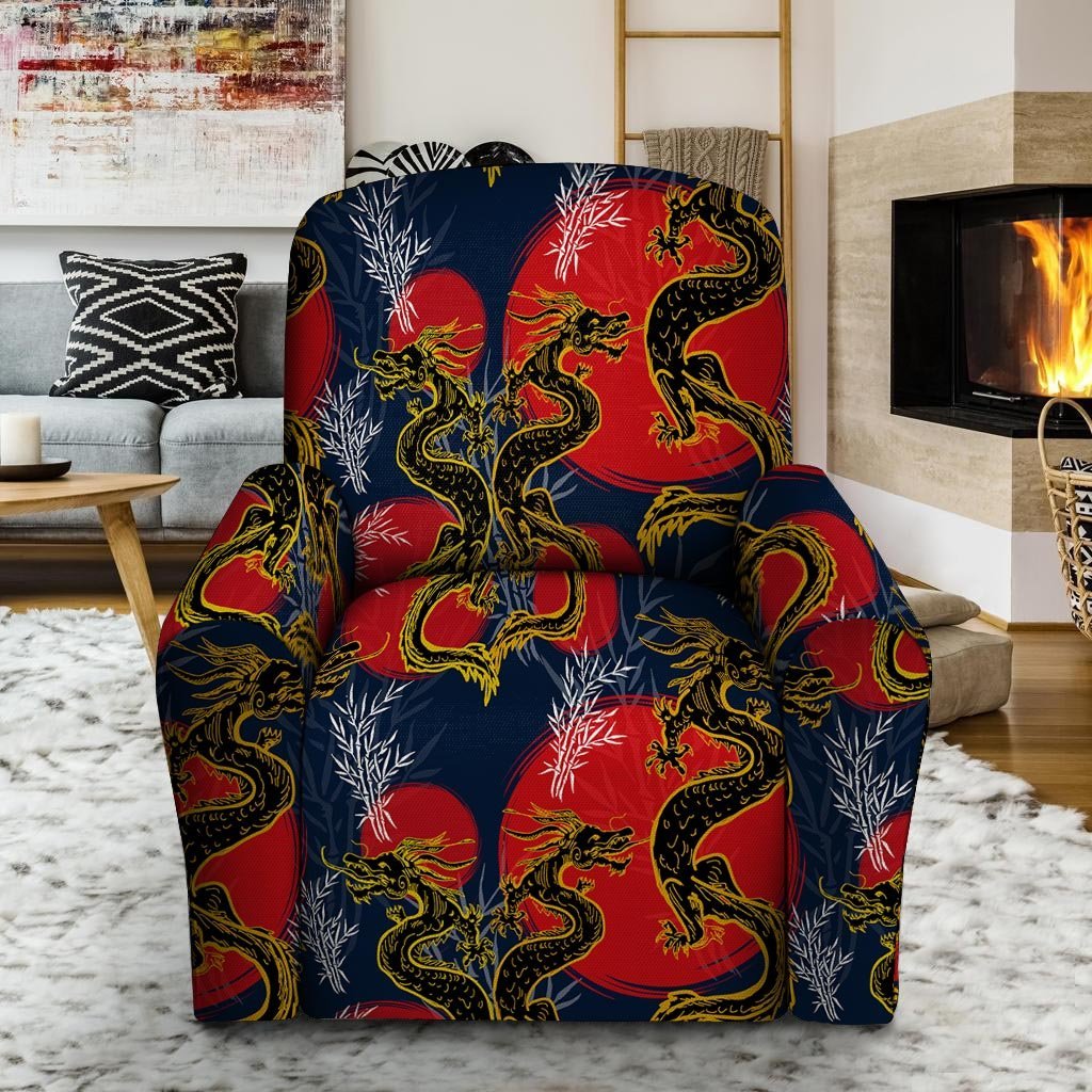 Janpanese Dragon Print Recliner Cover-grizzshop