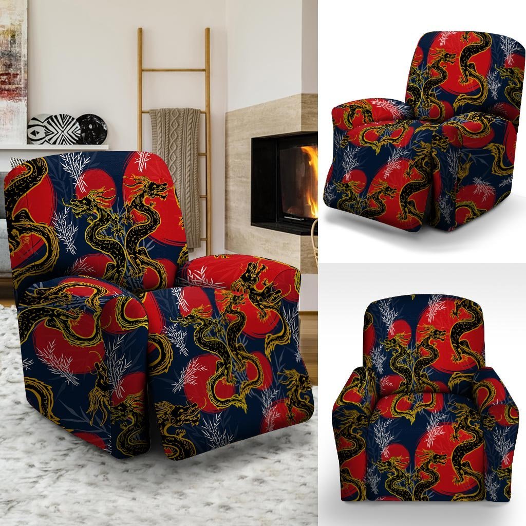 Janpanese Dragon Print Recliner Cover-grizzshop