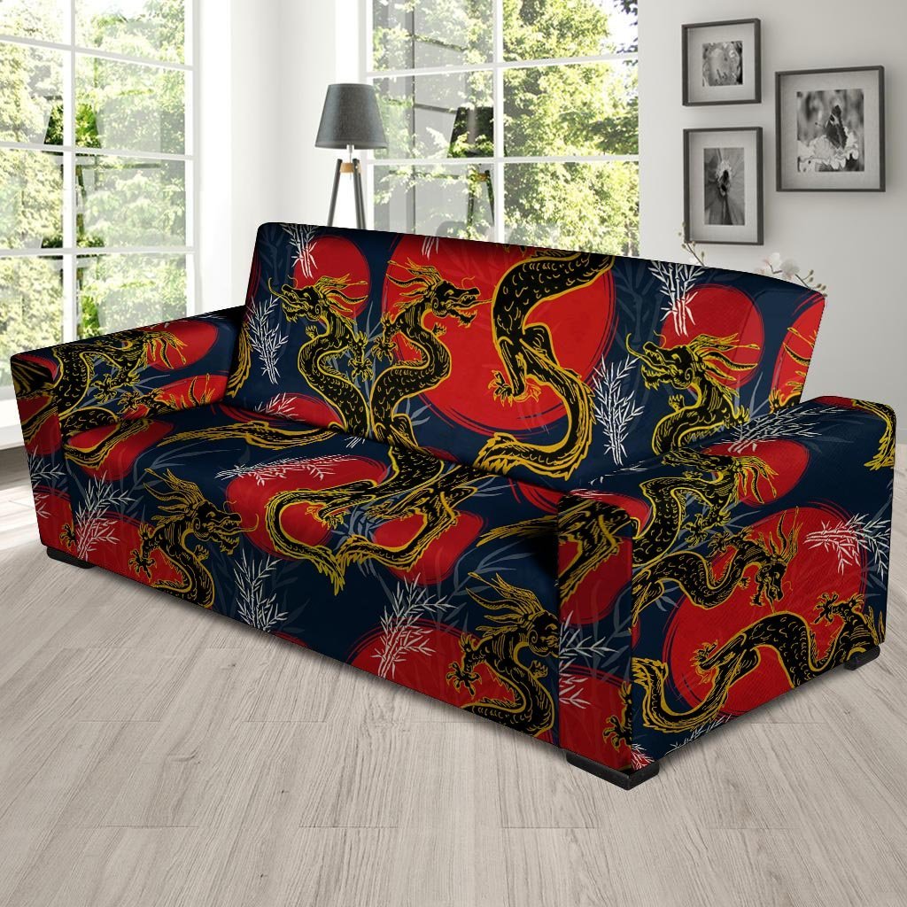 Janpanese Dragon Print Sofa Cover-grizzshop