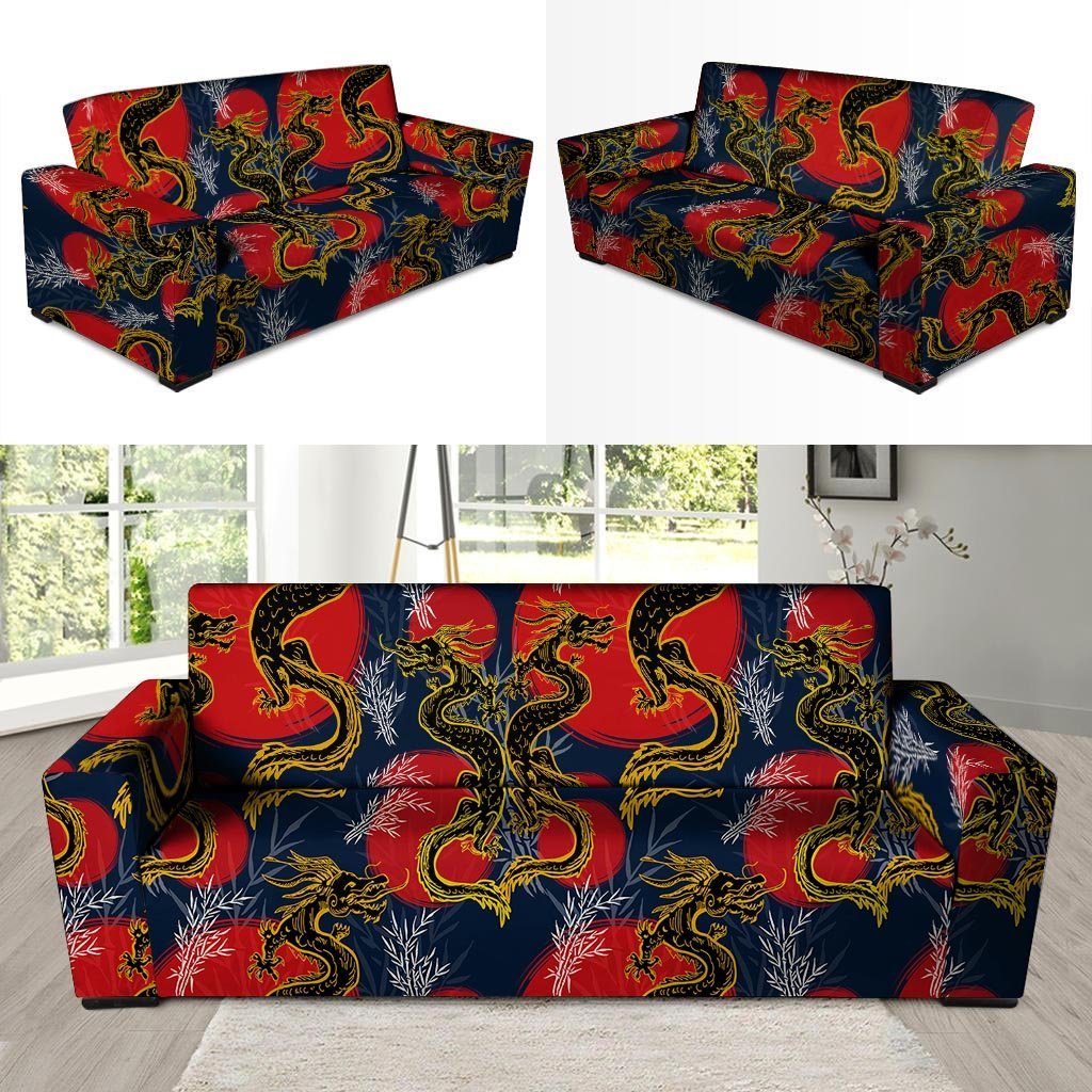 Janpanese Dragon Print Sofa Cover-grizzshop