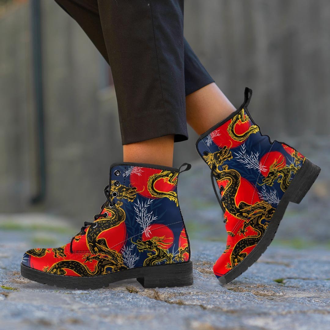 Janpanese Dragon Print Women's Boots-grizzshop