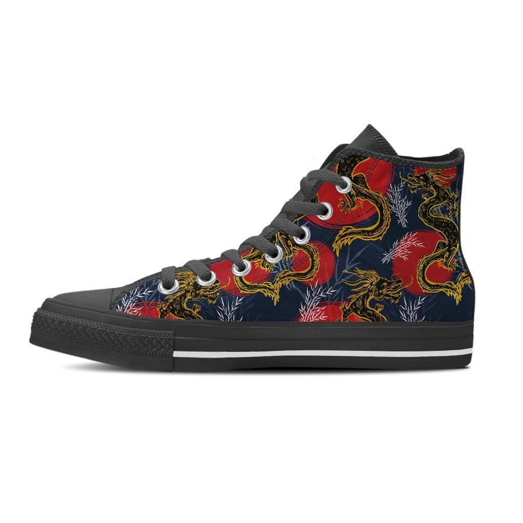 Janpanese Dragon Print Women's High Top Shoes-grizzshop