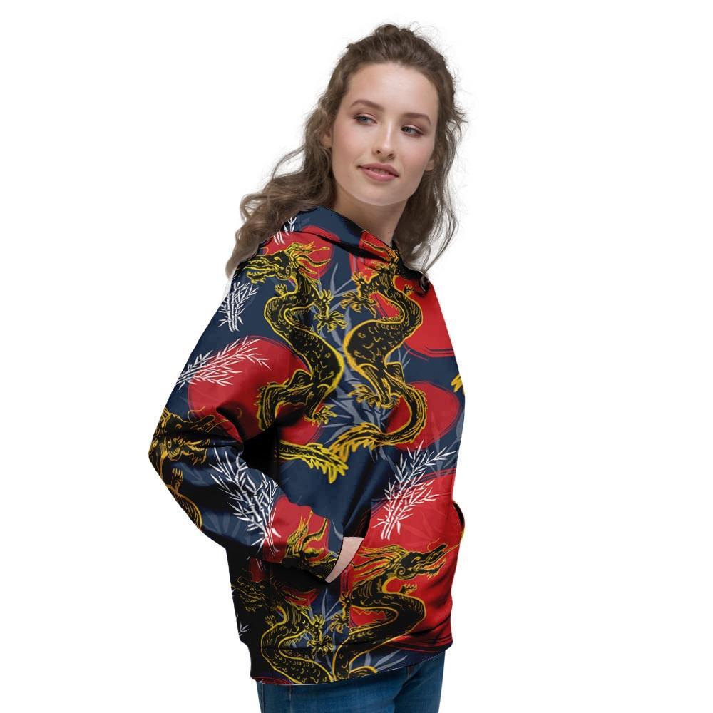 Janpanese Dragon Print Women's Hoodie-grizzshop