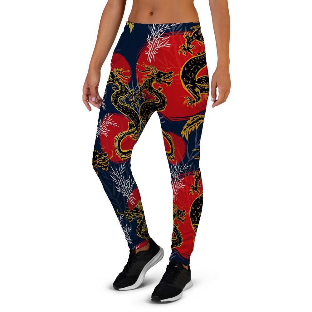 Janpanese Dragon Print Women's Joggers-grizzshop