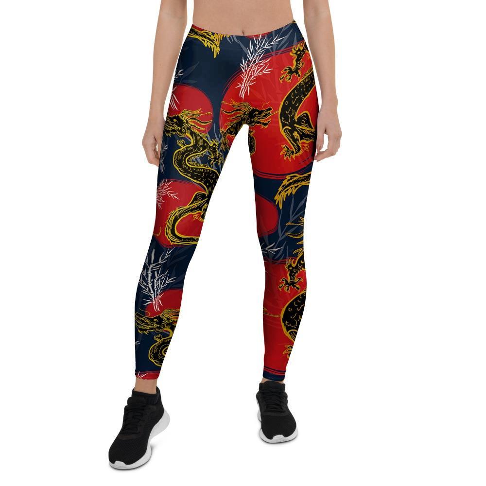 Janpanese Dragon Print Women's Leggings-grizzshop