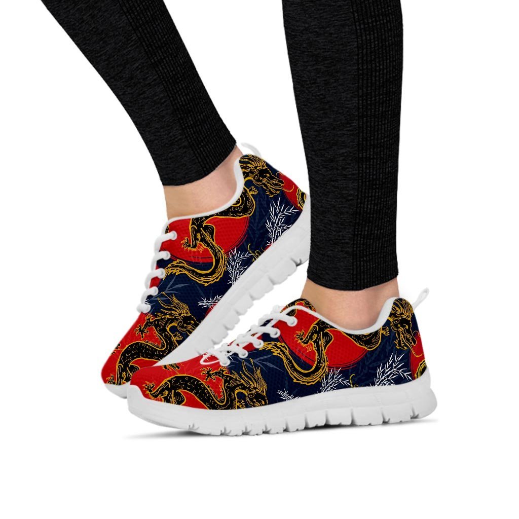 Janpanese Dragon Print Women's Sneakers-grizzshop