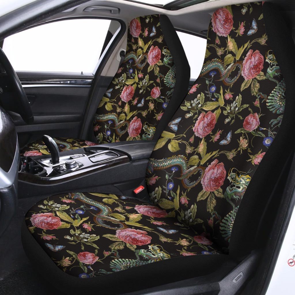 Janpanese Floral Dragon Print Car Seat Covers-grizzshop