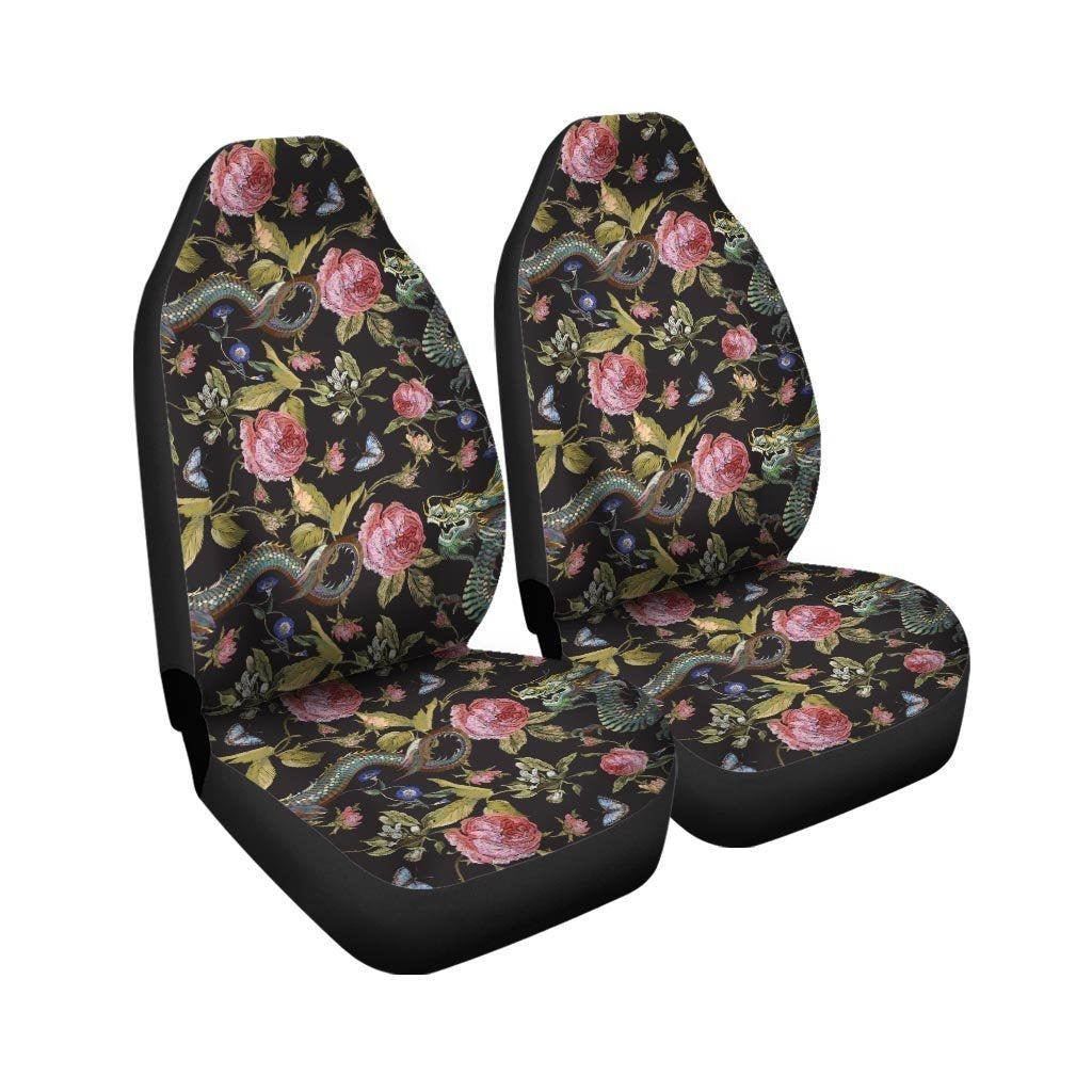 Janpanese Floral Dragon Print Car Seat Covers-grizzshop