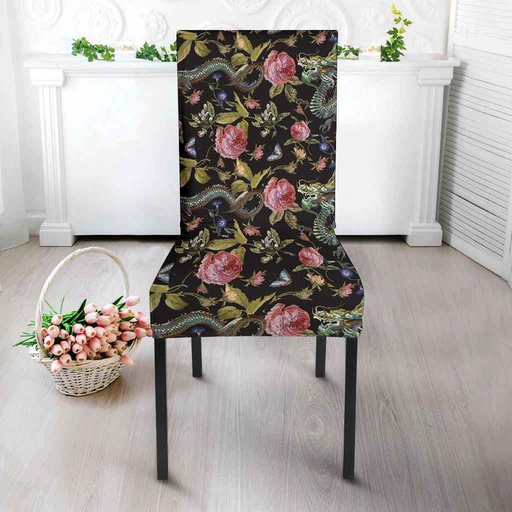 Janpanese Floral Dragon Print Chair Cover-grizzshop