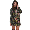 Janpanese Floral Dragon Print Hoodie Dress-grizzshop