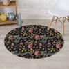 Janpanese Floral Dragon Print Round Rug-grizzshop