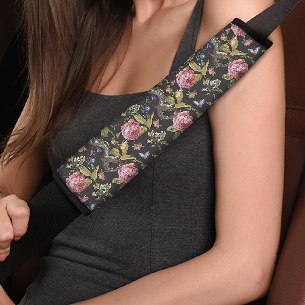 Janpanese Floral Dragon Print Seat Belt Cover-grizzshop