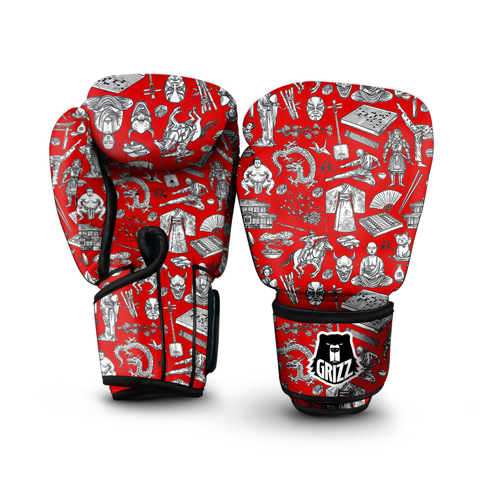 Japan History And Culture Print Pattern Boxing Gloves-grizzshop