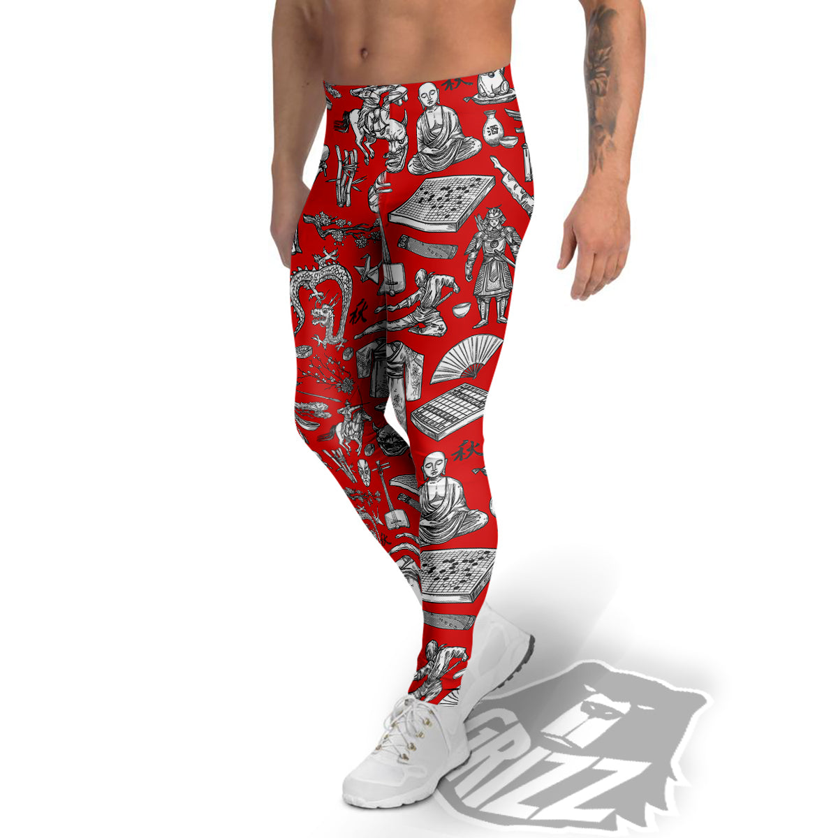 Japan History And Culture Print Pattern Men's Leggings-grizzshop