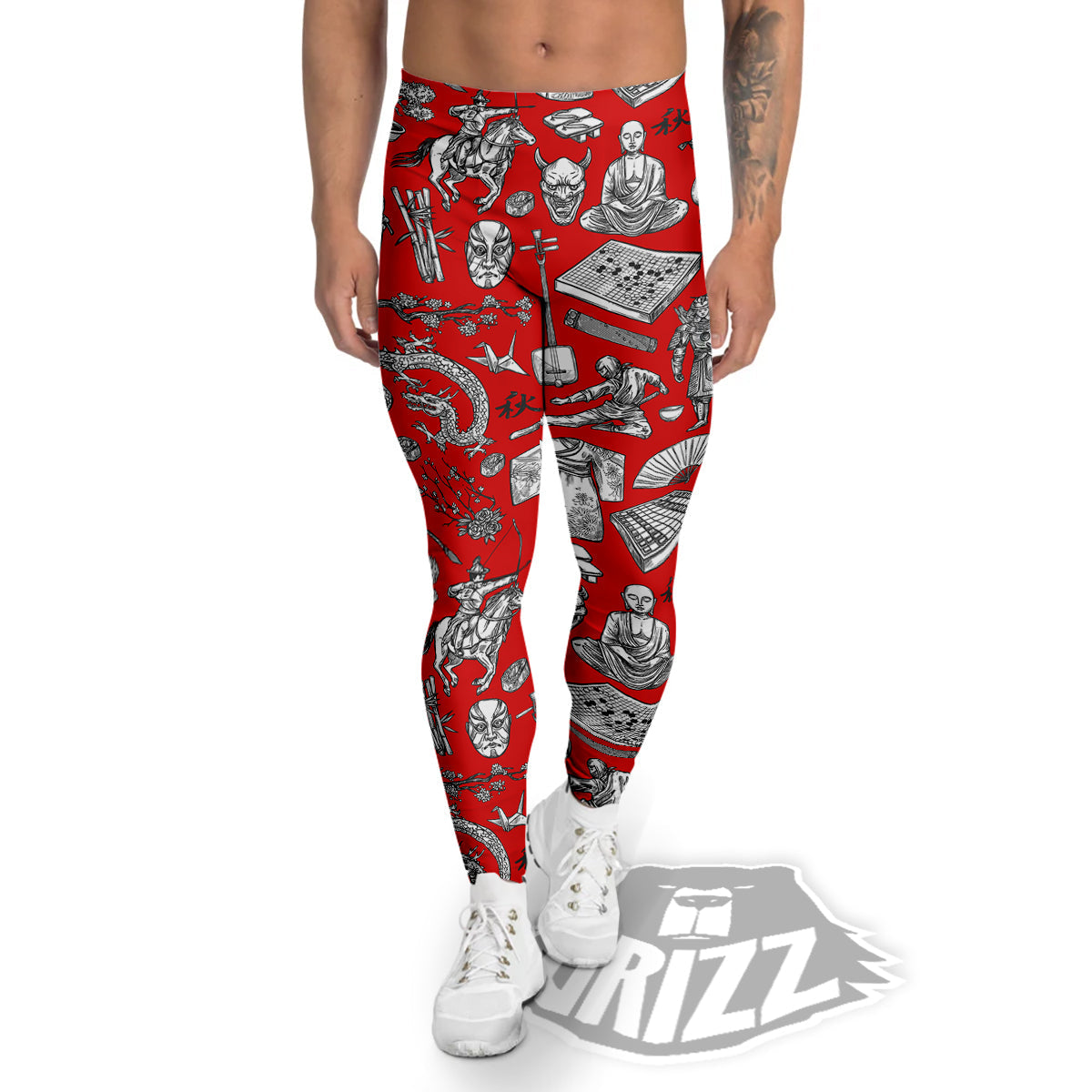 Japan History And Culture Print Pattern Men's Leggings-grizzshop