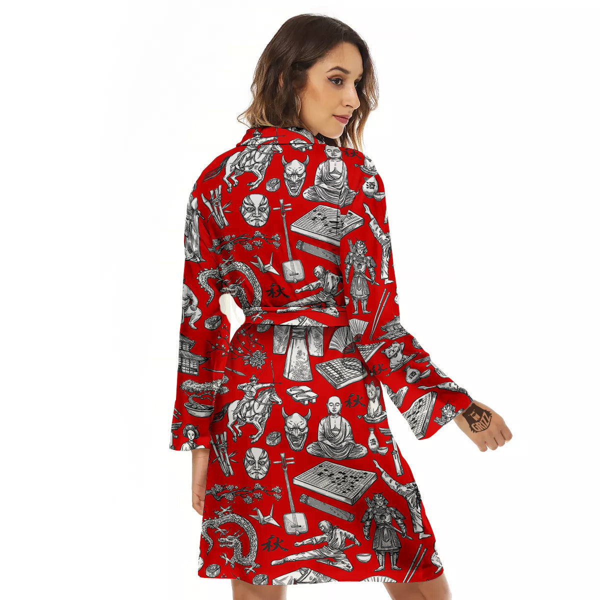 Japan History And Culture Print Pattern Women's Robe-grizzshop