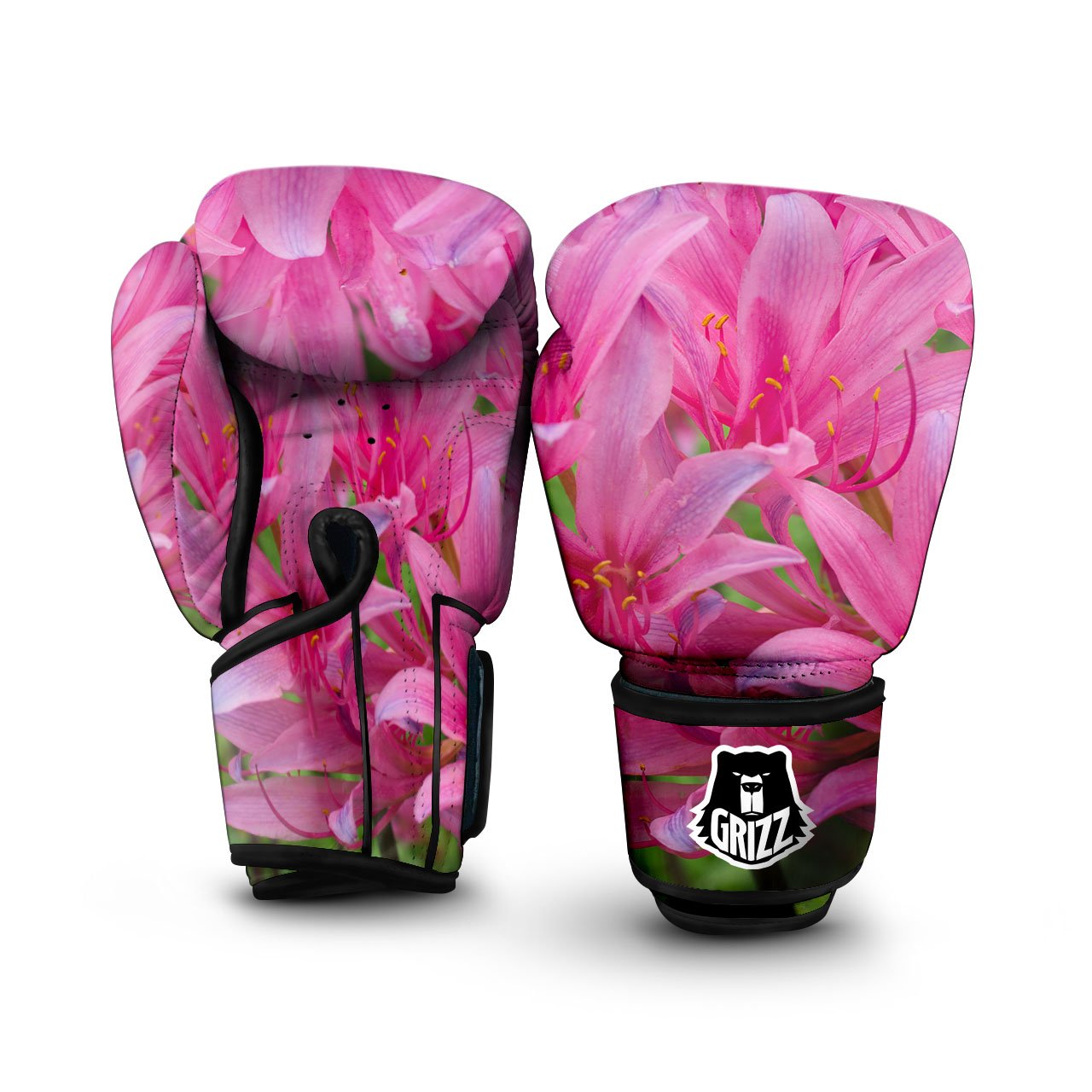 Japanese Amaryllis Purple And Pink Print Boxing Gloves-grizzshop