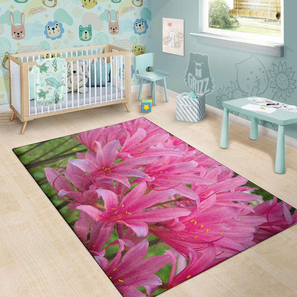 Japanese Amaryllis Purple And Pink Print Floor Mat-grizzshop