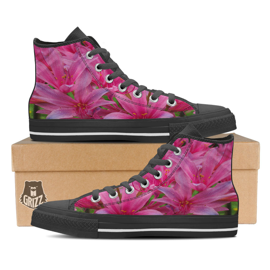 Japanese Amaryllis Purple And Pink Print High Top Shoes-grizzshop