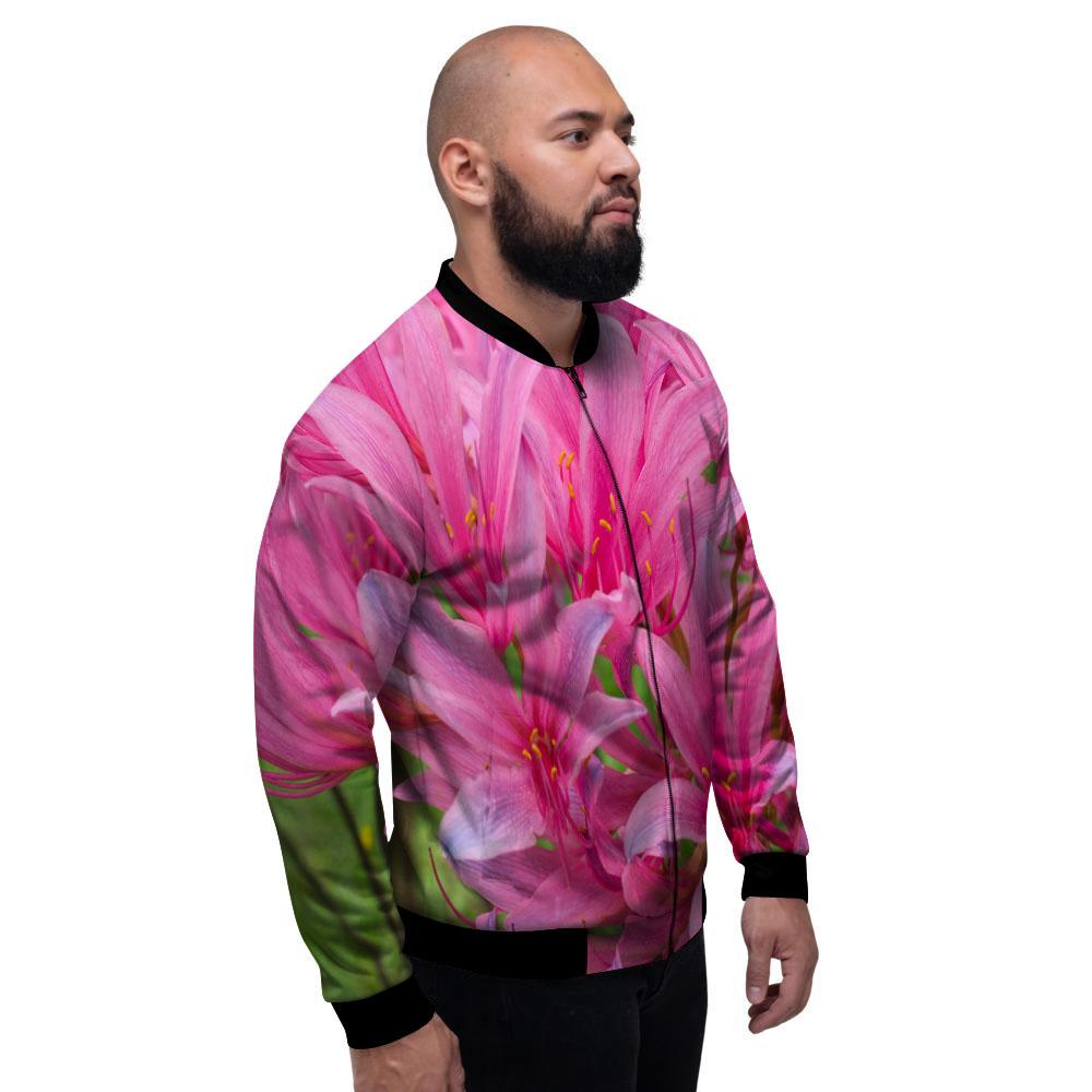 Japanese Amaryllis Purple And Pink Print Men's Bomber Jacket-grizzshop