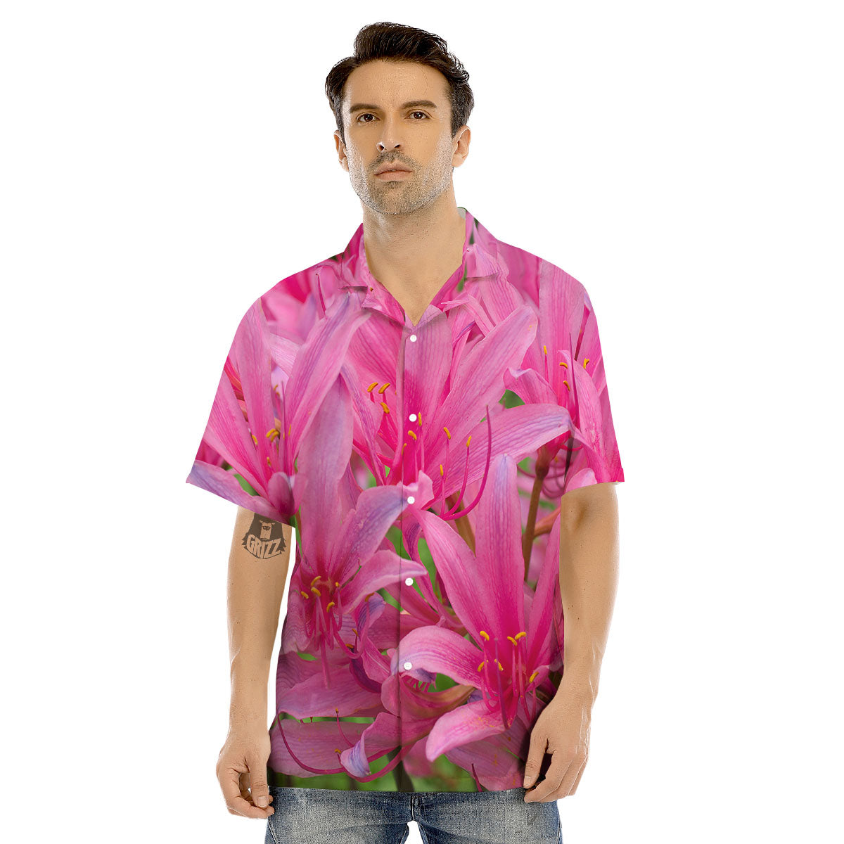 Japanese Amaryllis Purple And Pink Print Men's Hawaiian Shirt-grizzshop