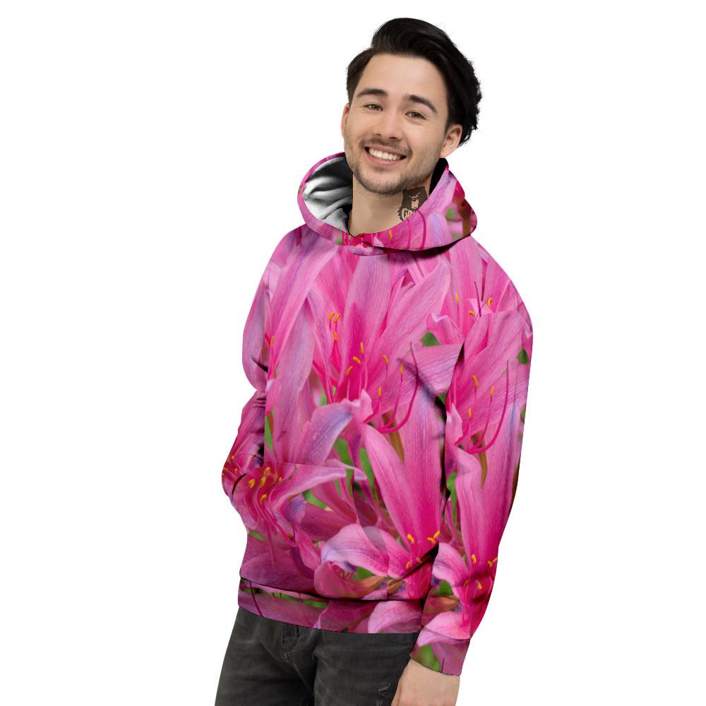 Japanese Amaryllis Purple And Pink Print Men's Hoodie-grizzshop