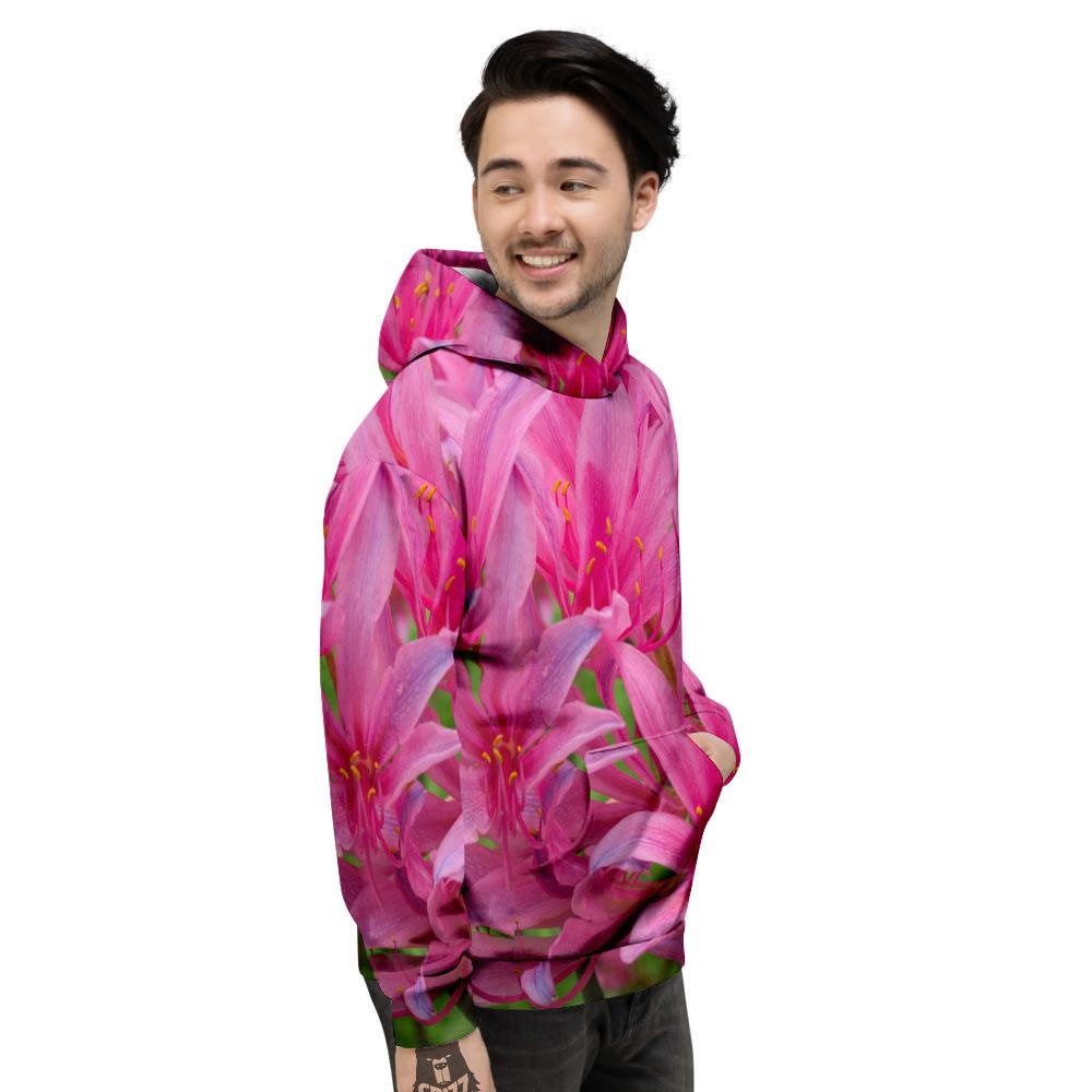 Japanese Amaryllis Purple And Pink Print Men's Hoodie-grizzshop