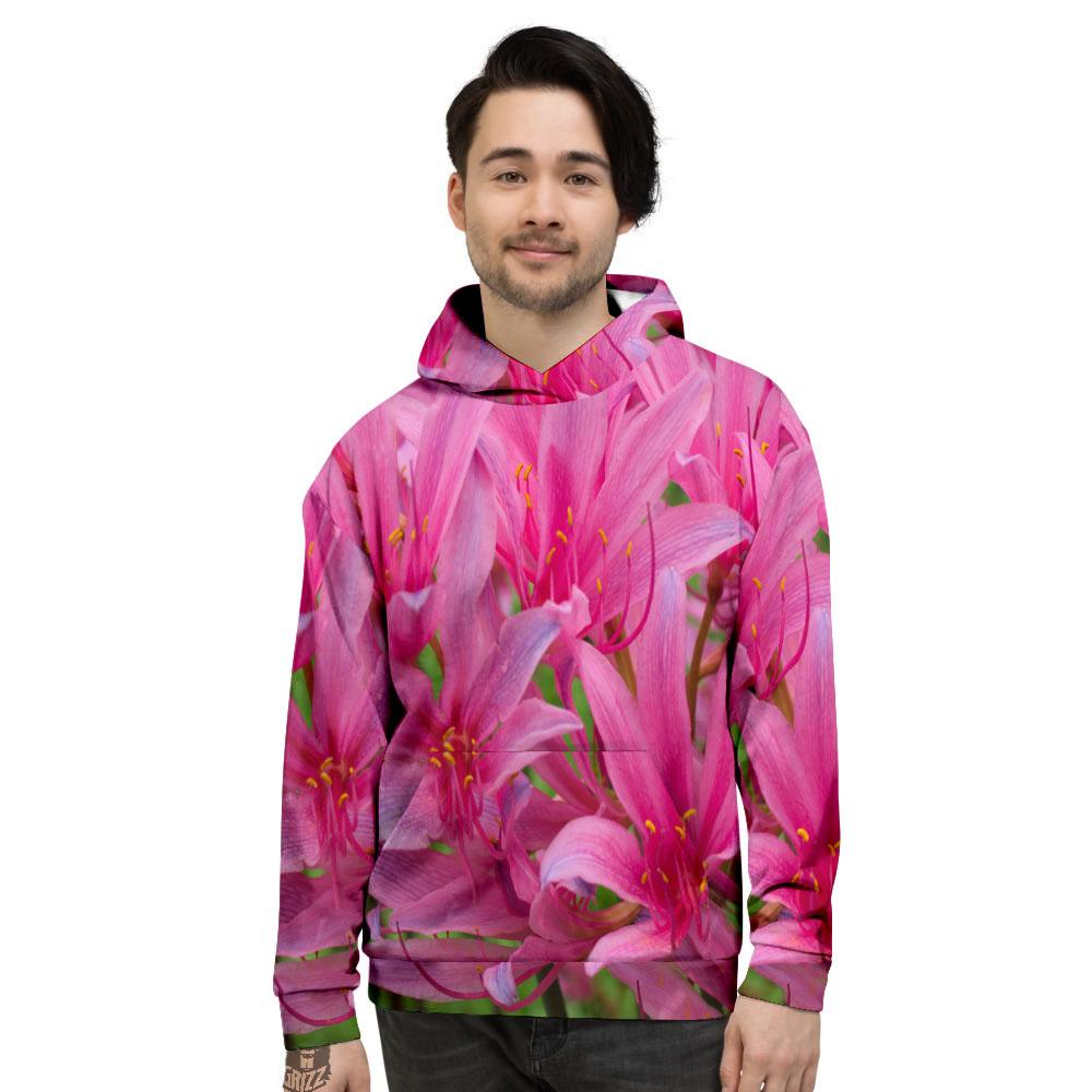 Japanese Amaryllis Purple And Pink Print Men's Hoodie-grizzshop