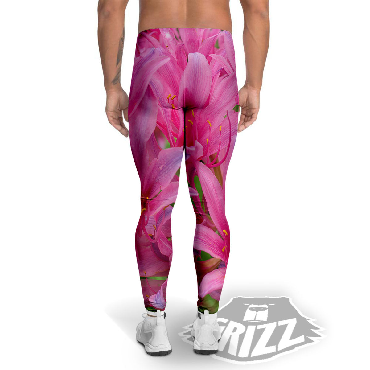 Japanese Amaryllis Purple And Pink Print Men's Leggings-grizzshop
