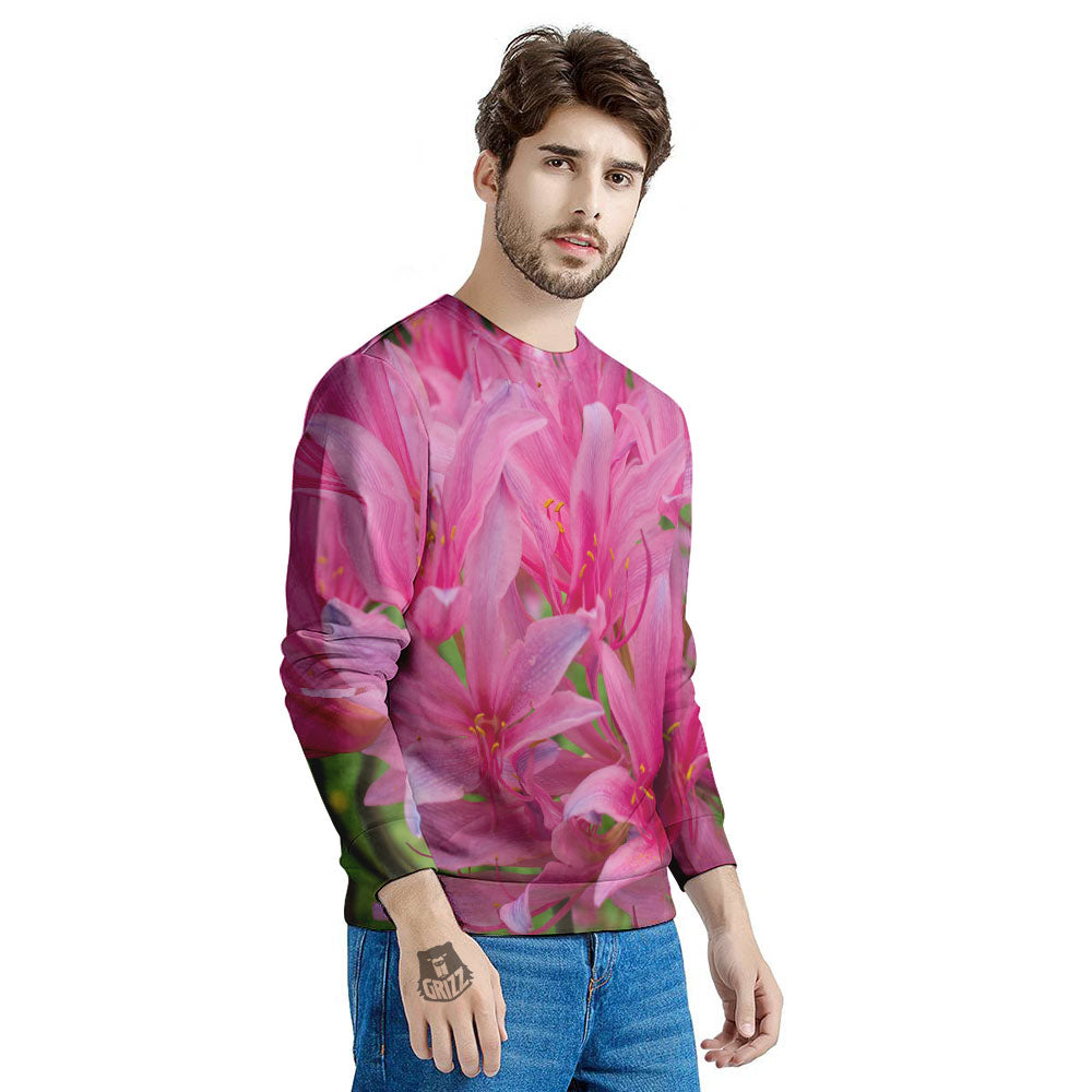Japanese Amaryllis Purple And Pink Print Men's Sweatshirt-grizzshop