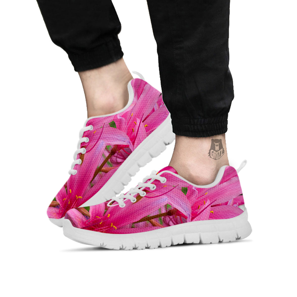 Japanese Amaryllis Purple And Pink Print White Sneaker-grizzshop