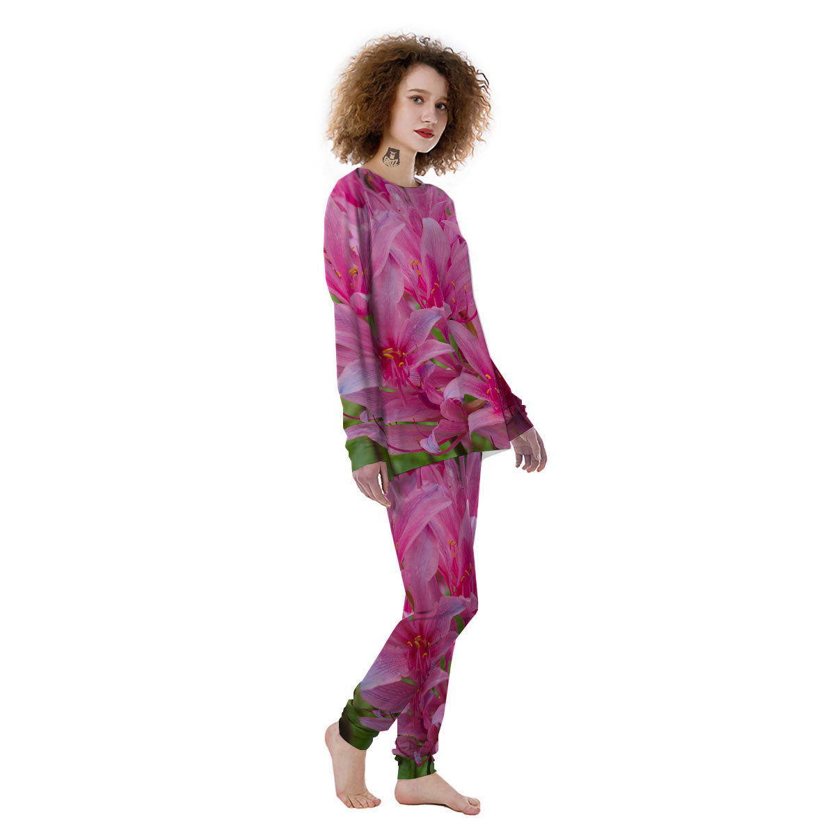 Japanese Amaryllis Purple And Pink Print Women's Pajamas-grizzshop