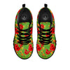 Japanese Amaryllis Yellow And Red Print Pattern Black Sneaker-grizzshop