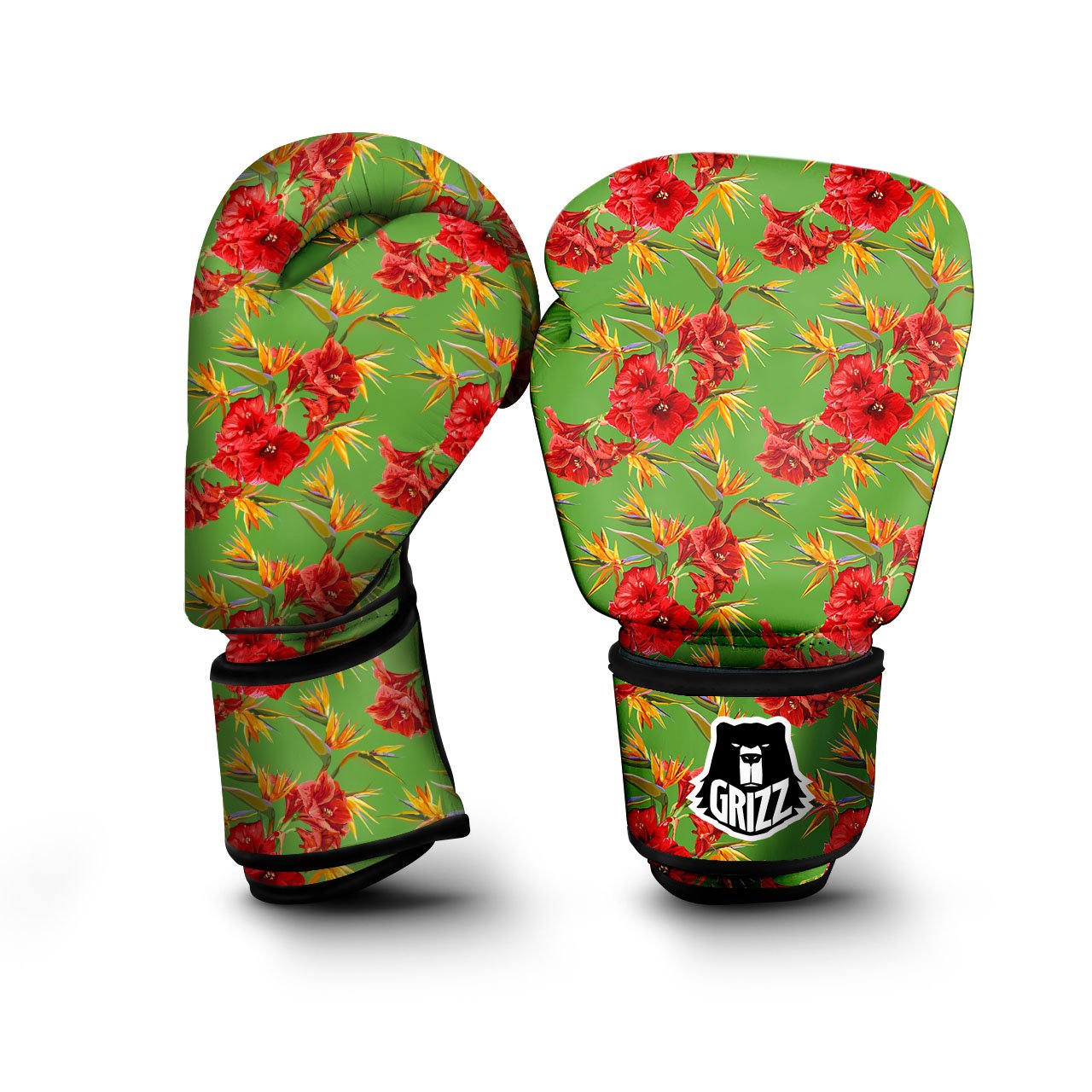 Japanese Amaryllis Yellow And Red Print Pattern Boxing Gloves-grizzshop
