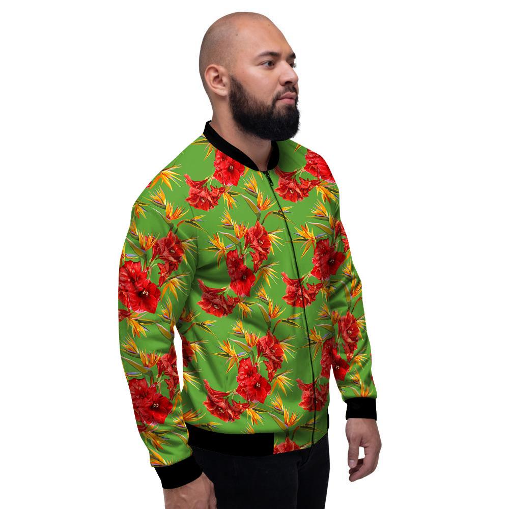 Japanese Amaryllis Yellow And Red Print Pattern Men's Bomber Jacket-grizzshop