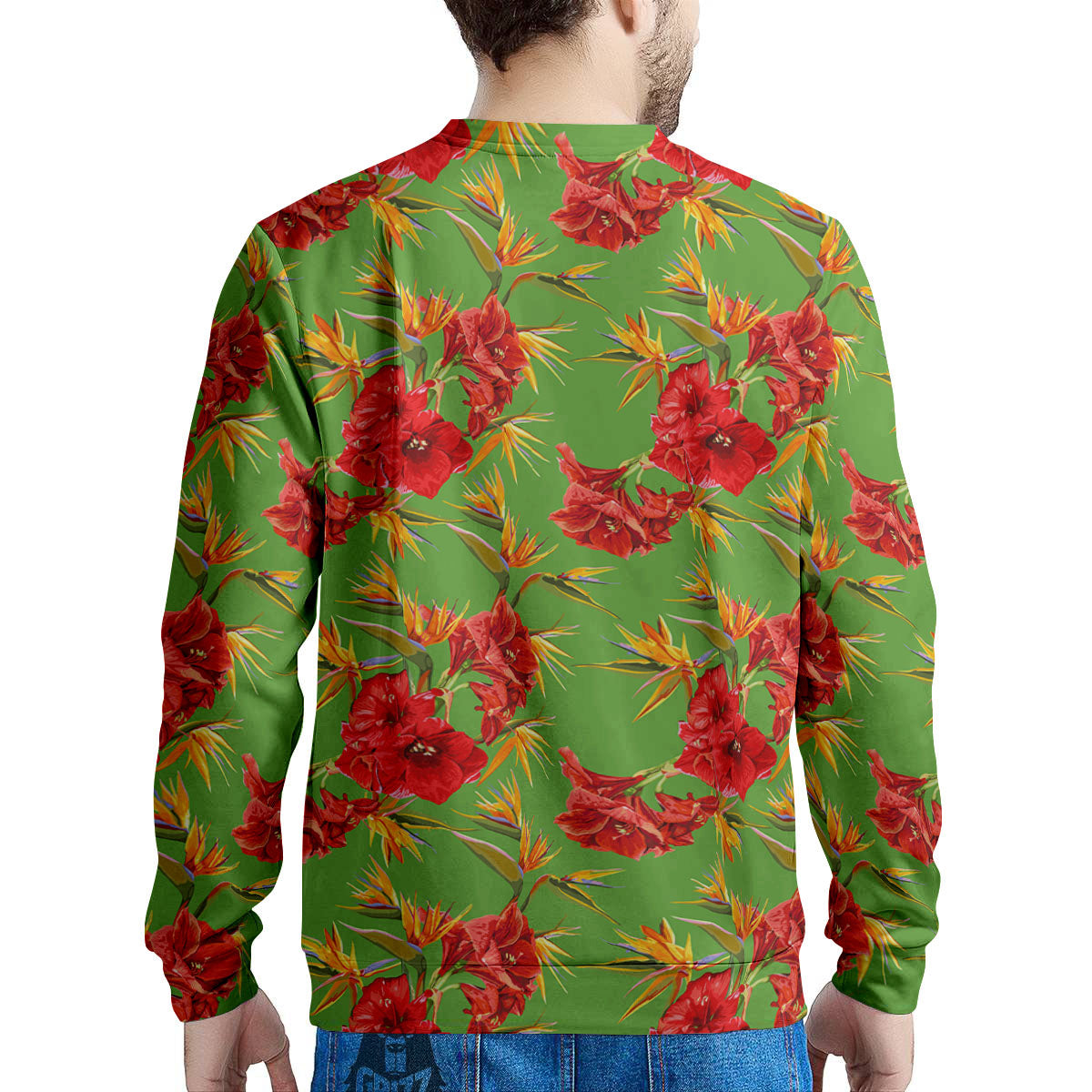 Japanese Amaryllis Yellow And Red Print Pattern Men's Sweatshirt-grizzshop