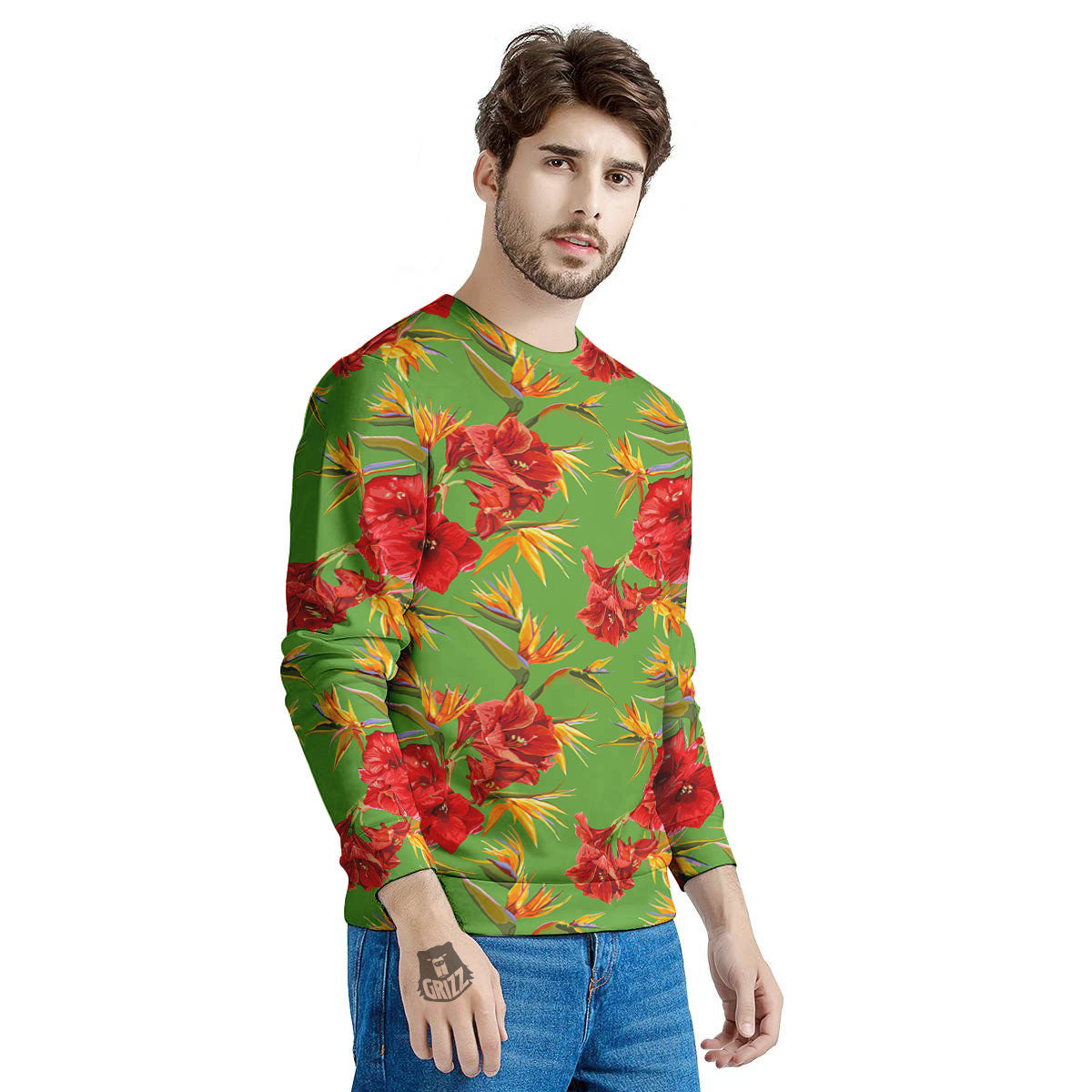 Japanese Amaryllis Yellow And Red Print Pattern Men's Sweatshirt-grizzshop