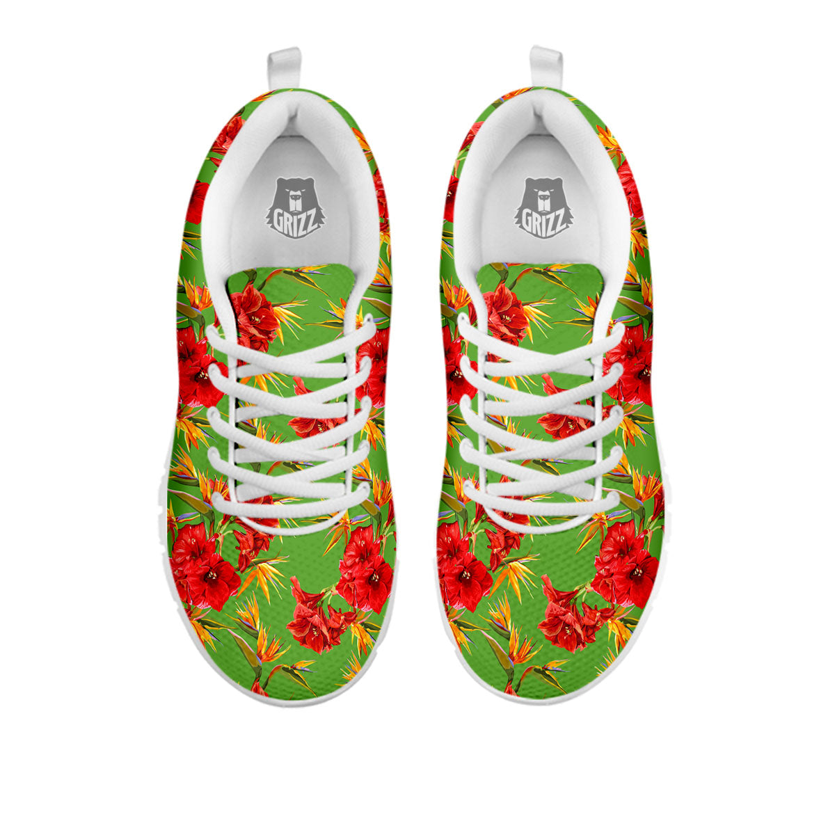 Japanese Amaryllis Yellow And Red Print Pattern White Sneaker-grizzshop