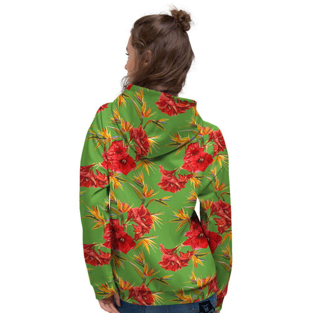 Japanese Amaryllis Yellow And Red Print Pattern Women's Hoodie-grizzshop