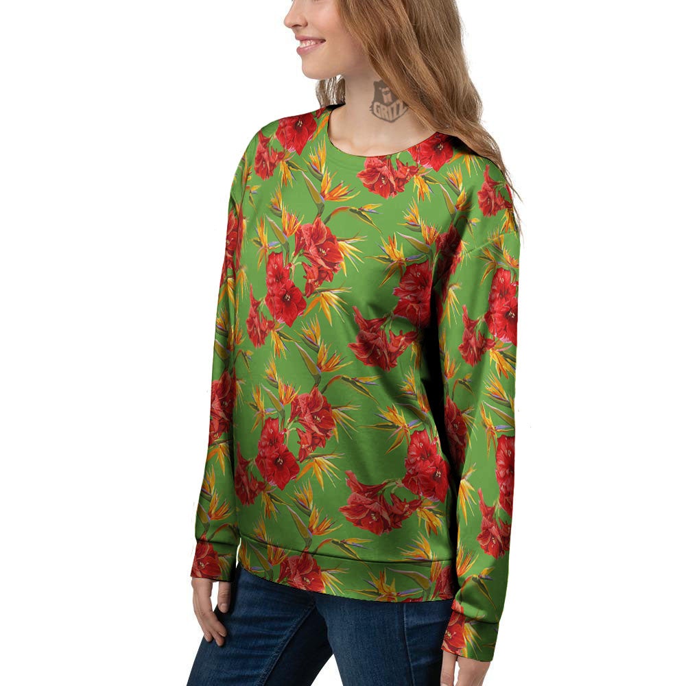 Japanese Amaryllis Yellow And Red Print Pattern Women's Sweatshirt-grizzshop