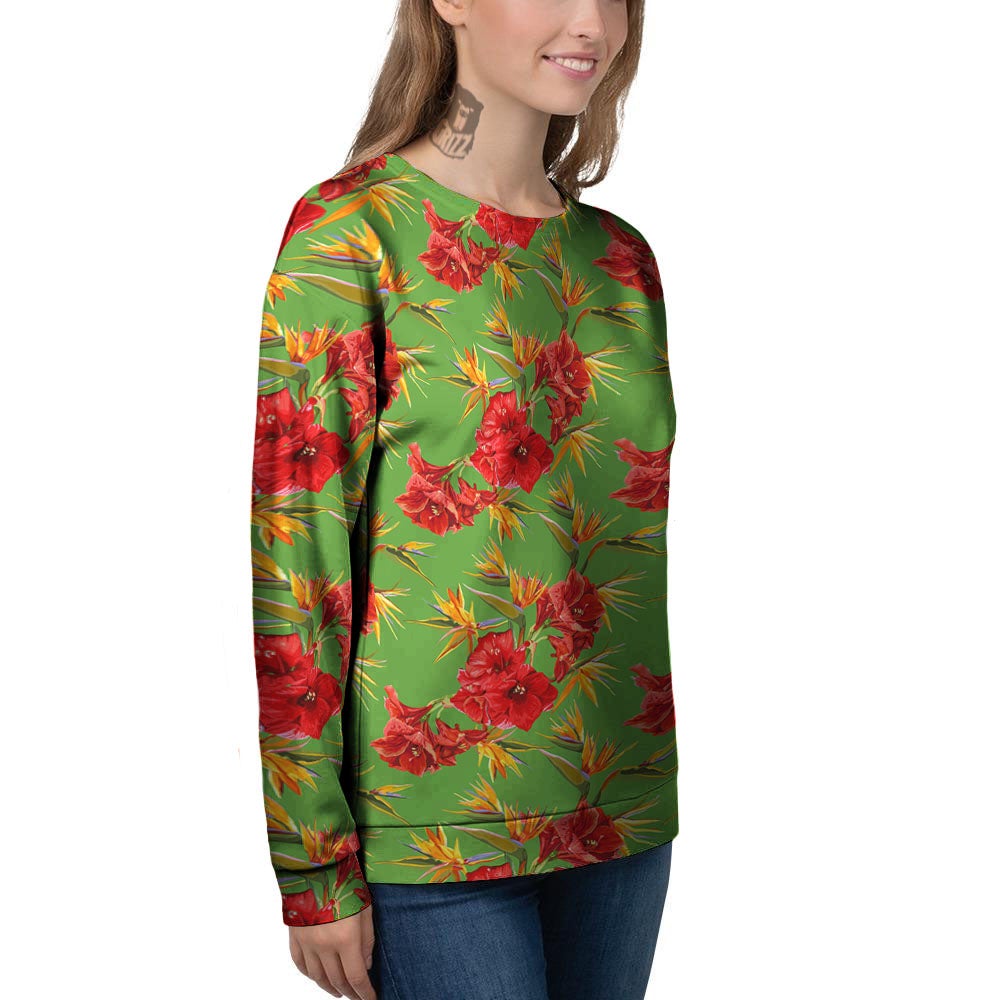 Japanese Amaryllis Yellow And Red Print Pattern Women's Sweatshirt-grizzshop