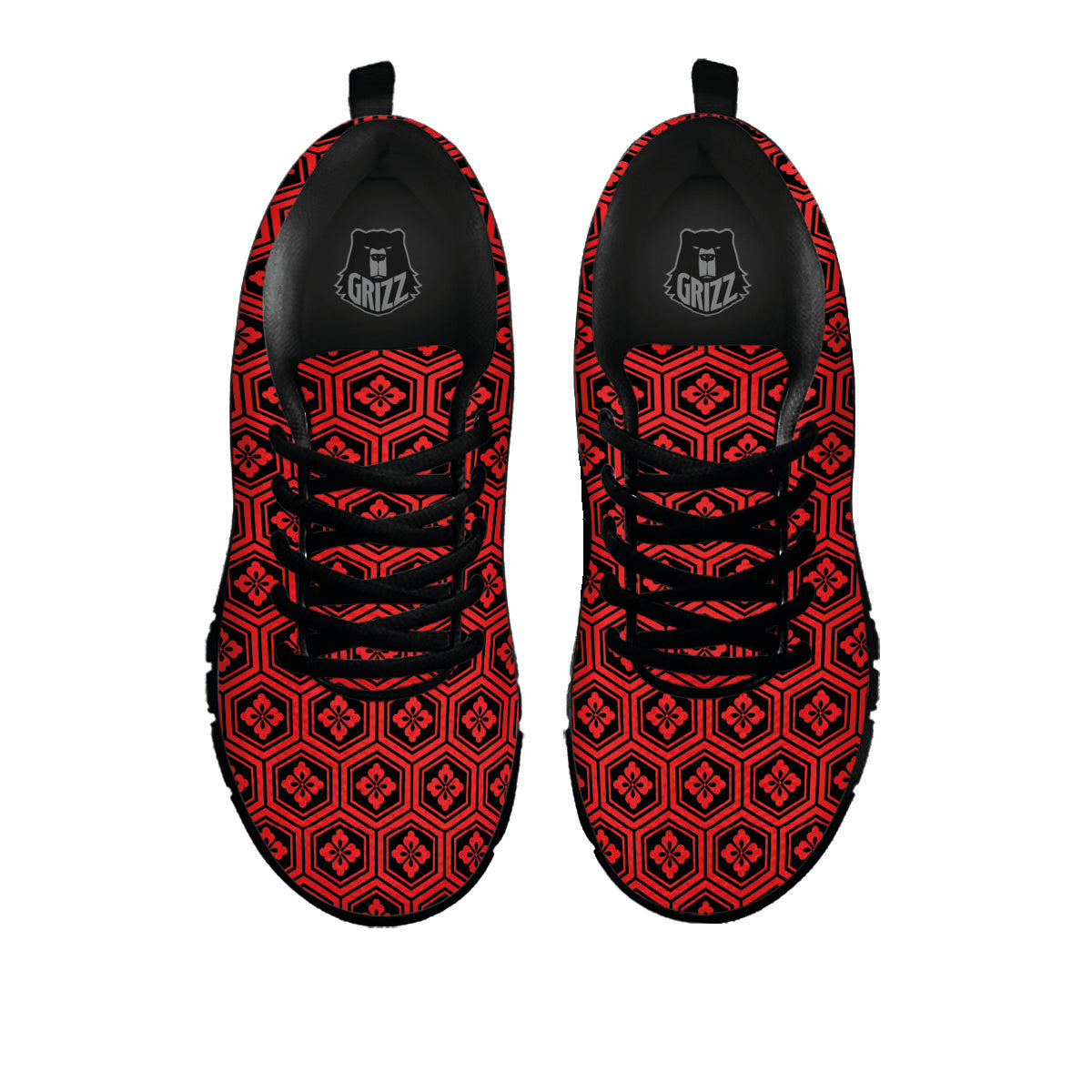 Japanese Black And Red Print Pattern Black Sneaker-grizzshop