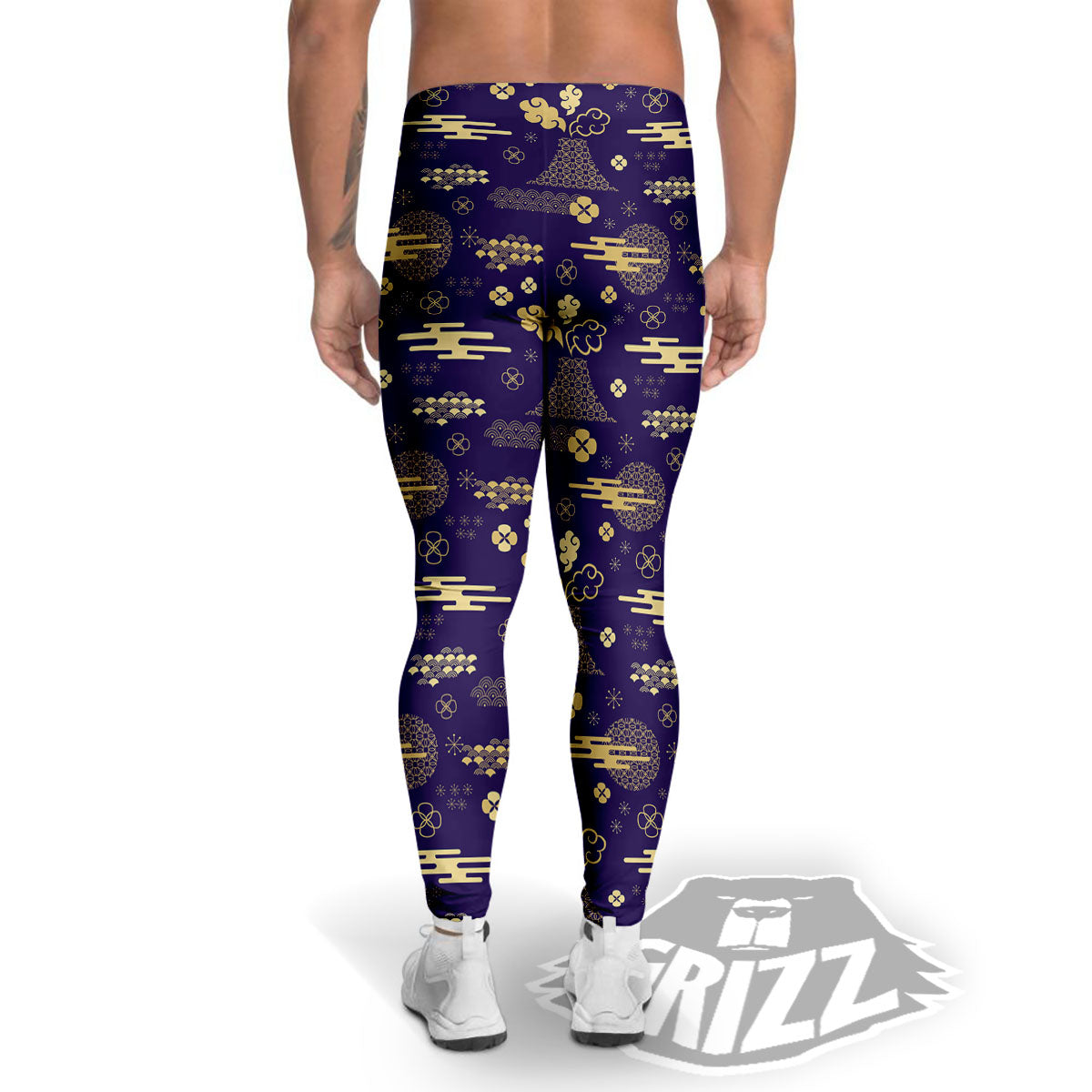 Japanese Classic Print Pattern Men's Leggings-grizzshop