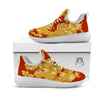 Japanese Dragon Orange Print White Athletic Shoes-grizzshop