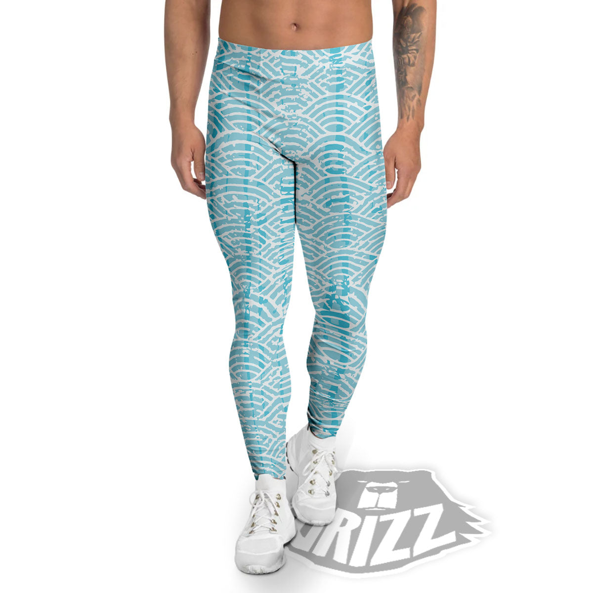 Japanese Great Wave Ancient Print Men's Leggings-grizzshop
