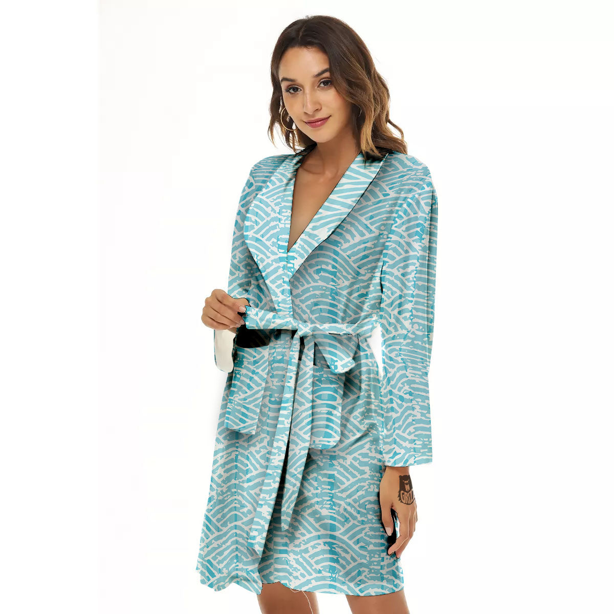 Japanese Great Wave Ancient Print Women's Robe-grizzshop
