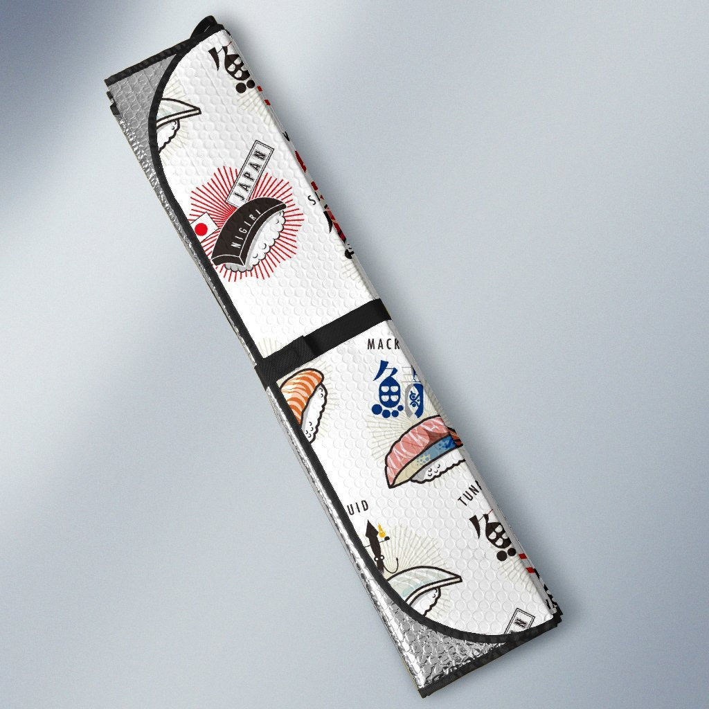 Japanese Sushi Kawaii Pattern Print Car Sun Shade-grizzshop